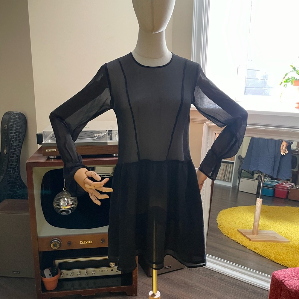 Black Sheer Dress with Long Sleeves